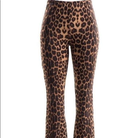 Brand New Leopard Print Bell Bottom Pants - Picture 3 of 4